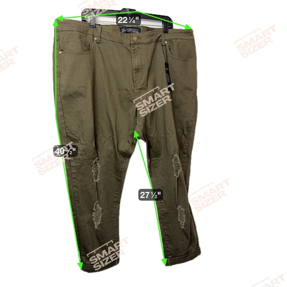 Size 24 ChicDenim Olive Green-Brown Distressed Jeans // NWT - Picture 6 of 7